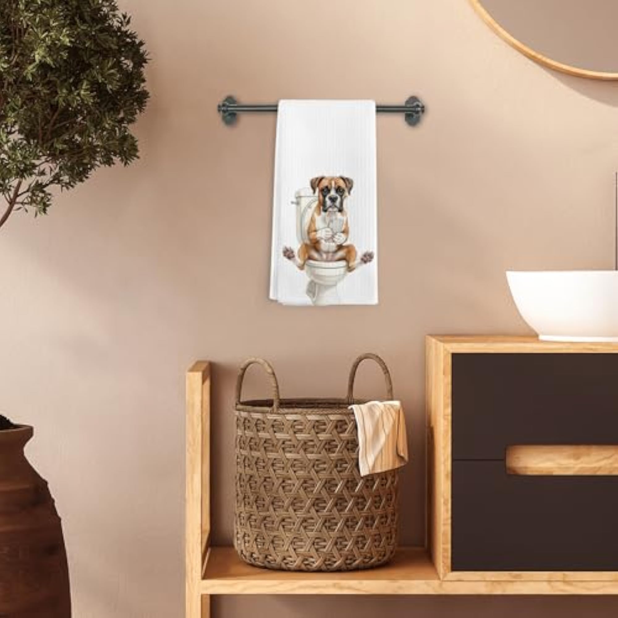 Funny Boxer Dog Kitchen Towels, Decorative Hand Towels